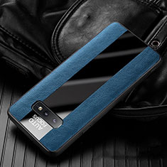 Silikon Hülle Handyhülle Gummi Schutzhülle Flexible Leder Tasche H01 für Samsung Galaxy S10e Blau