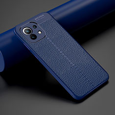 Silikon Hülle Handyhülle Gummi Schutzhülle Flexible Leder Tasche H01 für Xiaomi Mi 11 5G Blau