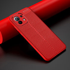 Silikon Hülle Handyhülle Gummi Schutzhülle Flexible Leder Tasche H01 für Xiaomi Mi 11 5G Rot