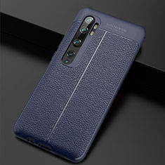 Silikon Hülle Handyhülle Gummi Schutzhülle Flexible Leder Tasche H01 für Xiaomi Mi Note 10 Blau