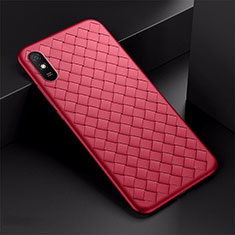 Silikon Hülle Handyhülle Gummi Schutzhülle Flexible Leder Tasche H01 für Xiaomi Redmi 9AT Rot