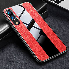 Silikon Hülle Handyhülle Gummi Schutzhülle Flexible Leder Tasche H02 für Huawei P20 Rot
