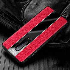 Silikon Hülle Handyhülle Gummi Schutzhülle Flexible Leder Tasche H02 für OnePlus 8 Rot