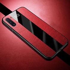 Silikon Hülle Handyhülle Gummi Schutzhülle Flexible Leder Tasche H02 für Samsung Galaxy Note 10 5G Rot