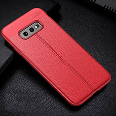 Silikon Hülle Handyhülle Gummi Schutzhülle Flexible Leder Tasche H02 für Samsung Galaxy S10e Rot