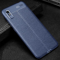 Silikon Hülle Handyhülle Gummi Schutzhülle Flexible Leder Tasche H02 für Xiaomi Redmi 9AT Blau