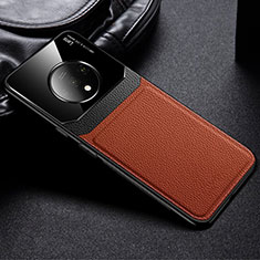 Silikon Hülle Handyhülle Gummi Schutzhülle Flexible Leder Tasche H03 für OnePlus 7T Braun