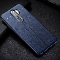 Silikon Hülle Handyhülle Gummi Schutzhülle Flexible Leder Tasche H03 für Xiaomi Redmi Note 8 Pro Blau