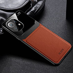 Silikon Hülle Handyhülle Gummi Schutzhülle Flexible Leder Tasche H04 für Xiaomi Mi 11 5G Braun