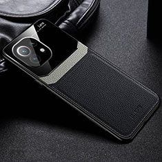 Silikon Hülle Handyhülle Gummi Schutzhülle Flexible Leder Tasche H04 für Xiaomi Mi 11 Lite 4G Schwarz