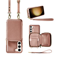 Silikon Hülle Handyhülle Gummi Schutzhülle Flexible Leder Tasche JM1 für Samsung Galaxy S22 5G Rosegold