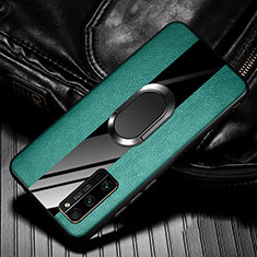 Silikon Hülle Handyhülle Gummi Schutzhülle Flexible Leder Tasche mit Magnetisch Fingerring Ständer für Huawei Honor 30 Pro+ Plus Grün
