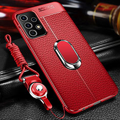 Silikon Hülle Handyhülle Gummi Schutzhülle Flexible Leder Tasche mit Magnetisch Fingerring Ständer für Samsung Galaxy A23 5G Rot
