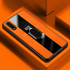Silikon Hülle Handyhülle Gummi Schutzhülle Flexible Leder Tasche mit Magnetisch Fingerring Ständer S01 für Oppo A8 Orange