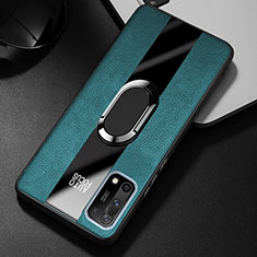 Silikon Hülle Handyhülle Gummi Schutzhülle Flexible Leder Tasche mit Magnetisch Fingerring Ständer S01 für Oppo K7x 5G Grün