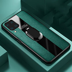 Silikon Hülle Handyhülle Gummi Schutzhülle Flexible Leder Tasche mit Magnetisch Fingerring Ständer T01 für Huawei P40 Lite Grün