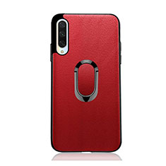 Silikon Hülle Handyhülle Gummi Schutzhülle Flexible Leder Tasche mit Magnetisch Fingerring Ständer T03 für Xiaomi Mi A3 Rot