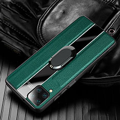 Silikon Hülle Handyhülle Gummi Schutzhülle Flexible Leder Tasche mit Magnetisch Fingerring Ständer T04 für Huawei Nova 6 SE Grün