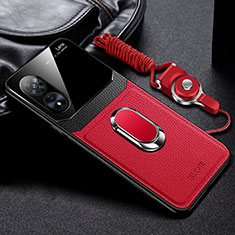 Silikon Hülle Handyhülle Gummi Schutzhülle Flexible Leder Tasche mit Magnetisch FL1 für Oppo A58 5G Rot