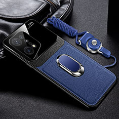 Silikon Hülle Handyhülle Gummi Schutzhülle Flexible Leder Tasche mit Magnetisch FL1 für Oppo Find X5 5G Blau