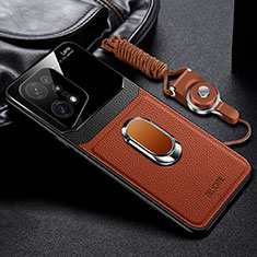 Silikon Hülle Handyhülle Gummi Schutzhülle Flexible Leder Tasche mit Magnetisch FL1 für Oppo Find X5 5G Braun