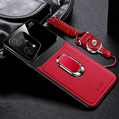 Silikon Hülle Handyhülle Gummi Schutzhülle Flexible Leder Tasche mit Magnetisch FL1 für Oppo Find X5 5G Rot