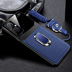 Silikon Hülle Handyhülle Gummi Schutzhülle Flexible Leder Tasche mit Magnetisch FL1 für Oppo Reno7 Lite 5G Blau