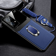 Silikon Hülle Handyhülle Gummi Schutzhülle Flexible Leder Tasche mit Magnetisch FL1 für Oppo Reno7 Pro 5G Blau
