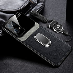 Silikon Hülle Handyhülle Gummi Schutzhülle Flexible Leder Tasche mit Magnetisch FL1 für Oppo Reno7 Pro 5G Schwarz