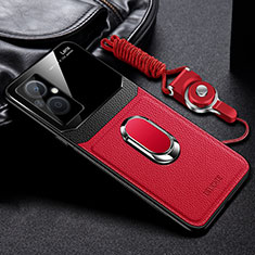 Silikon Hülle Handyhülle Gummi Schutzhülle Flexible Leder Tasche mit Magnetisch FL1 für Oppo Reno7 Z 5G Rot