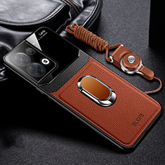 Silikon Hülle Handyhülle Gummi Schutzhülle Flexible Leder Tasche mit Magnetisch FL1 für Oppo Reno8 Pro 5G Braun