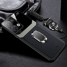 Silikon Hülle Handyhülle Gummi Schutzhülle Flexible Leder Tasche mit Magnetisch FL1 für Oppo Reno8 Pro 5G Schwarz