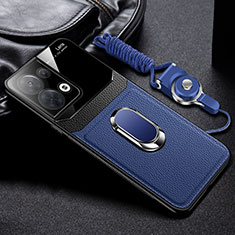 Silikon Hülle Handyhülle Gummi Schutzhülle Flexible Leder Tasche mit Magnetisch FL1 für Oppo Reno8 Pro+ Plus 5G Blau