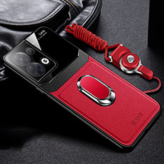 Silikon Hülle Handyhülle Gummi Schutzhülle Flexible Leder Tasche mit Magnetisch FL1 für Oppo Reno8 Pro+ Plus 5G Rot