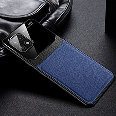 Silikon Hülle Handyhülle Gummi Schutzhülle Flexible Leder Tasche mit Magnetisch FL1 für Samsung Galaxy A22 5G Blau
