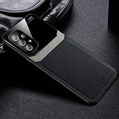 Silikon Hülle Handyhülle Gummi Schutzhülle Flexible Leder Tasche mit Magnetisch FL1 für Samsung Galaxy A73 5G Schwarz