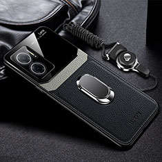 Silikon Hülle Handyhülle Gummi Schutzhülle Flexible Leder Tasche mit Magnetisch FL2 für Xiaomi Redmi 10 5G Schwarz