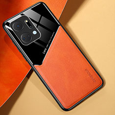 Silikon Hülle Handyhülle Gummi Schutzhülle Flexible Leder Tasche mit Magnetisch für Huawei Honor X7a Orange