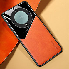 Silikon Hülle Handyhülle Gummi Schutzhülle Flexible Leder Tasche mit Magnetisch für Huawei Honor X9b 5G Orange