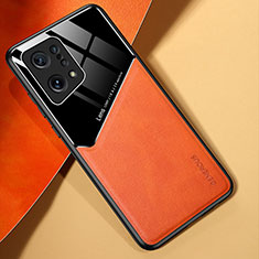 Silikon Hülle Handyhülle Gummi Schutzhülle Flexible Leder Tasche mit Magnetisch für Oppo Find X5 5G Orange