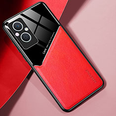 Silikon Hülle Handyhülle Gummi Schutzhülle Flexible Leder Tasche mit Magnetisch für Oppo Reno7 Lite 5G Rot