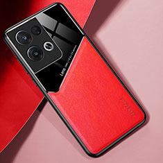 Silikon Hülle Handyhülle Gummi Schutzhülle Flexible Leder Tasche mit Magnetisch für Oppo Reno9 Pro+ Plus 5G Rot