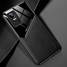 Silikon Hülle Handyhülle Gummi Schutzhülle Flexible Leder Tasche mit Magnetisch für Realme GT Neo3 5G Schwarz