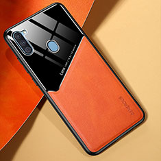 Silikon Hülle Handyhülle Gummi Schutzhülle Flexible Leder Tasche mit Magnetisch für Samsung Galaxy A11 Orange