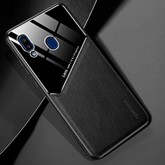 Silikon Hülle Handyhülle Gummi Schutzhülle Flexible Leder Tasche mit Magnetisch für Samsung Galaxy A20e Schwarz
