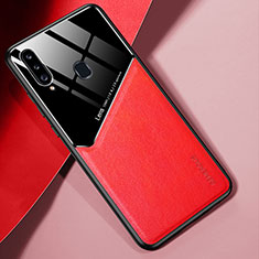 Silikon Hülle Handyhülle Gummi Schutzhülle Flexible Leder Tasche mit Magnetisch für Samsung Galaxy A20s Rot