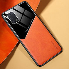 Silikon Hülle Handyhülle Gummi Schutzhülle Flexible Leder Tasche mit Magnetisch für Samsung Galaxy A31 Orange