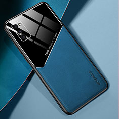 Silikon Hülle Handyhülle Gummi Schutzhülle Flexible Leder Tasche mit Magnetisch für Samsung Galaxy A41 Blau