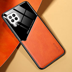 Silikon Hülle Handyhülle Gummi Schutzhülle Flexible Leder Tasche mit Magnetisch für Samsung Galaxy A42 5G Orange