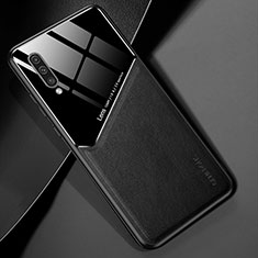 Silikon Hülle Handyhülle Gummi Schutzhülle Flexible Leder Tasche mit Magnetisch für Samsung Galaxy A50 Schwarz